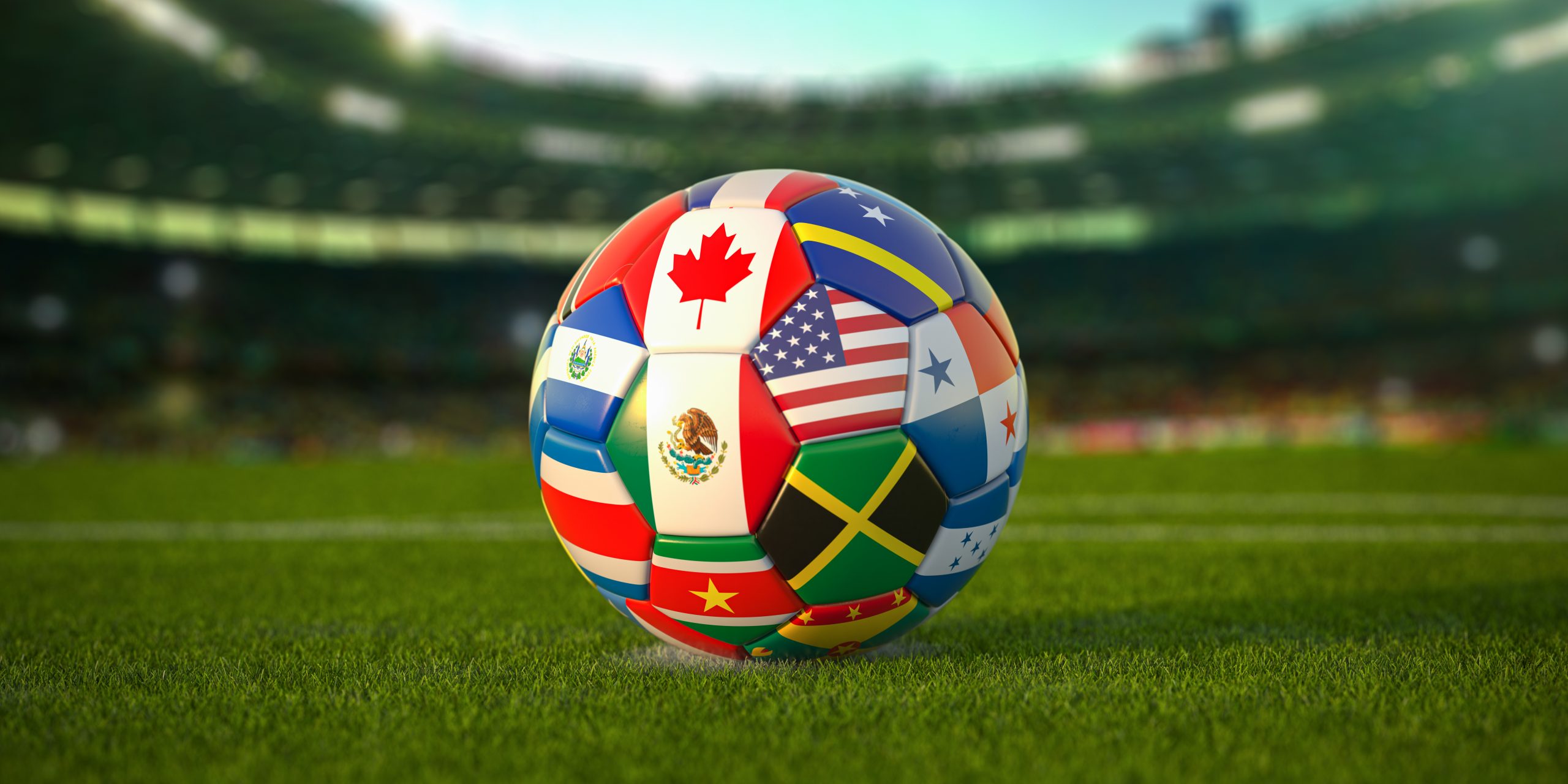 Soccer Football ball with Mexico flag and North America