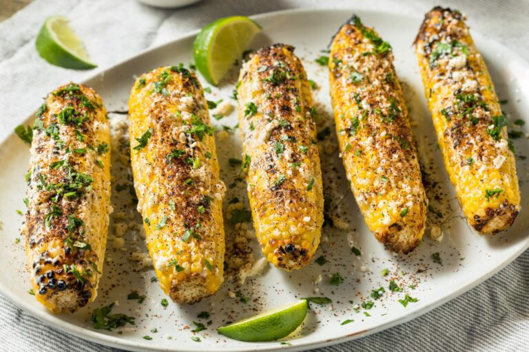 Homemade Spicy Mexican Street Corn on table