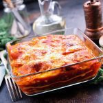 mexican lasagna in pan on table