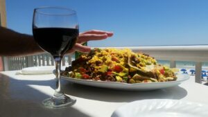 mexico food and wine by seaside in Mexican condo