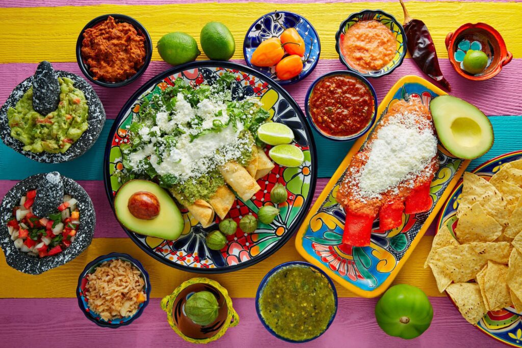 colorful enchilidas for mexican party food