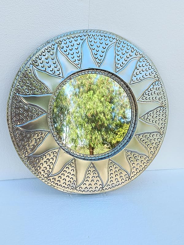 ROUND PUNCHED large mexican TIN mirrors handmade folk art wall decoration