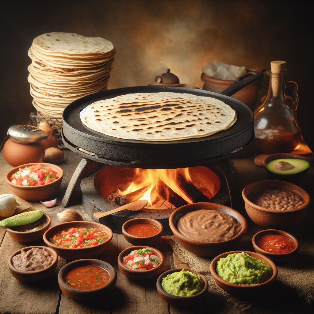 mexican-comal-with-tortillas-and-beans