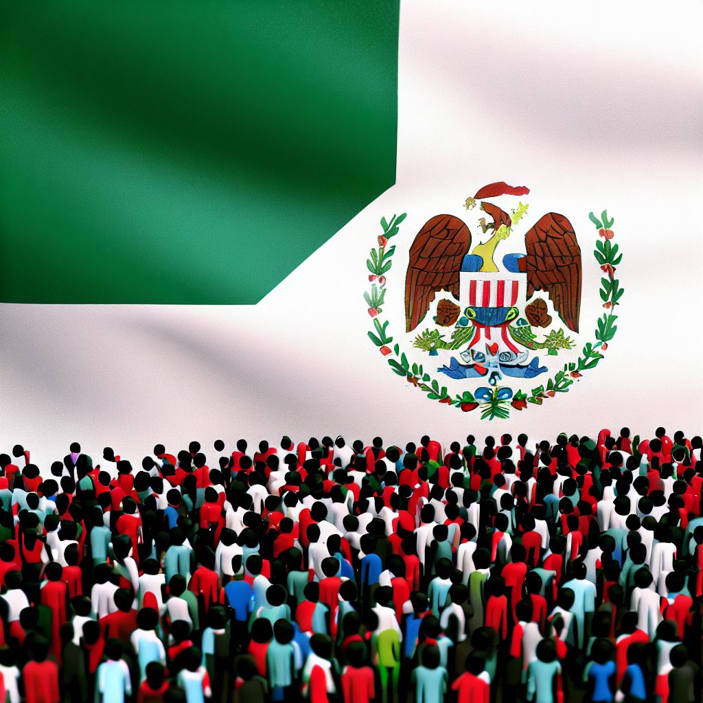 mexico population with mexico flag