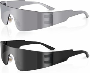 milramtob-Futuristic-Wrap-Around-Sunglasses-Y2K-Silver-Trendy-Rimless-Glasses-Cyberpunk-Eyewear-for-Women-Men-Rave-Party