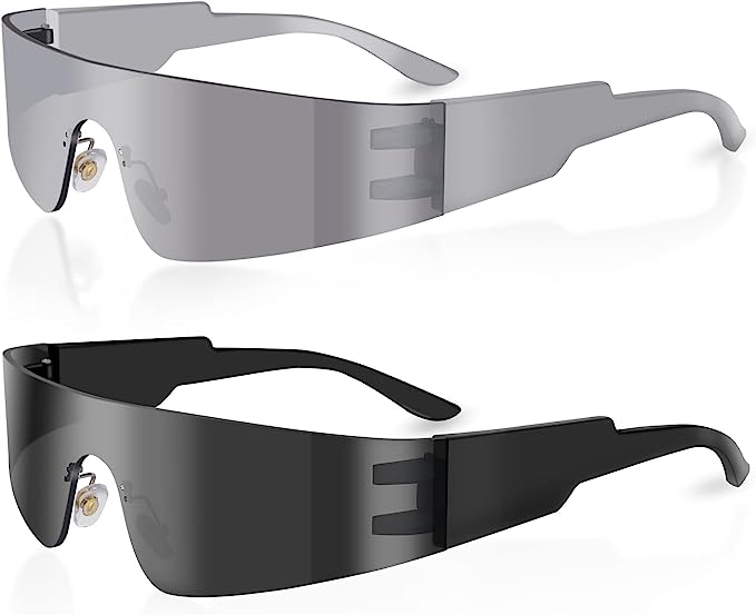 milramtob-Futuristic-Wrap-Around-Sunglasses-Y2K-Silver-Trendy-Rimless-Glasses-Cyberpunk-Eyewear-for-Women-Men-Rave-Party