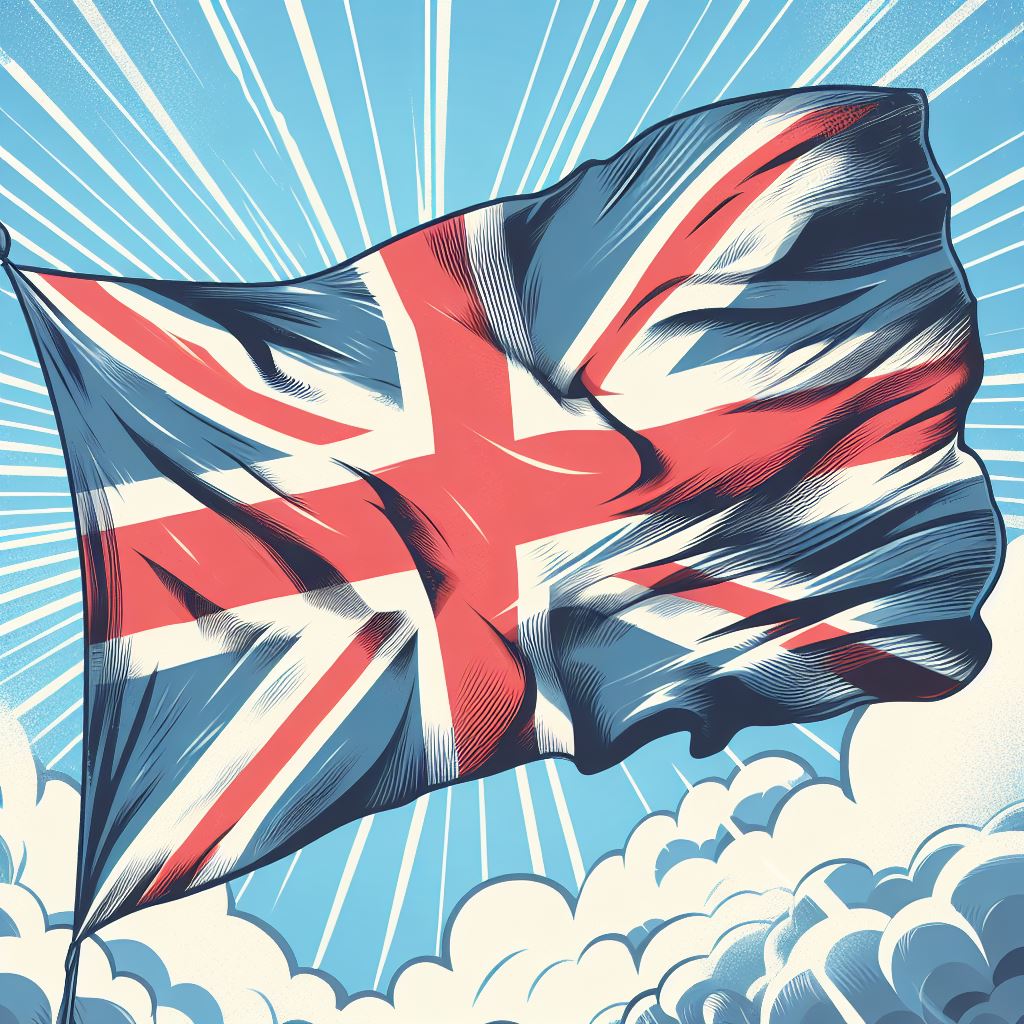 uk flag in the wind